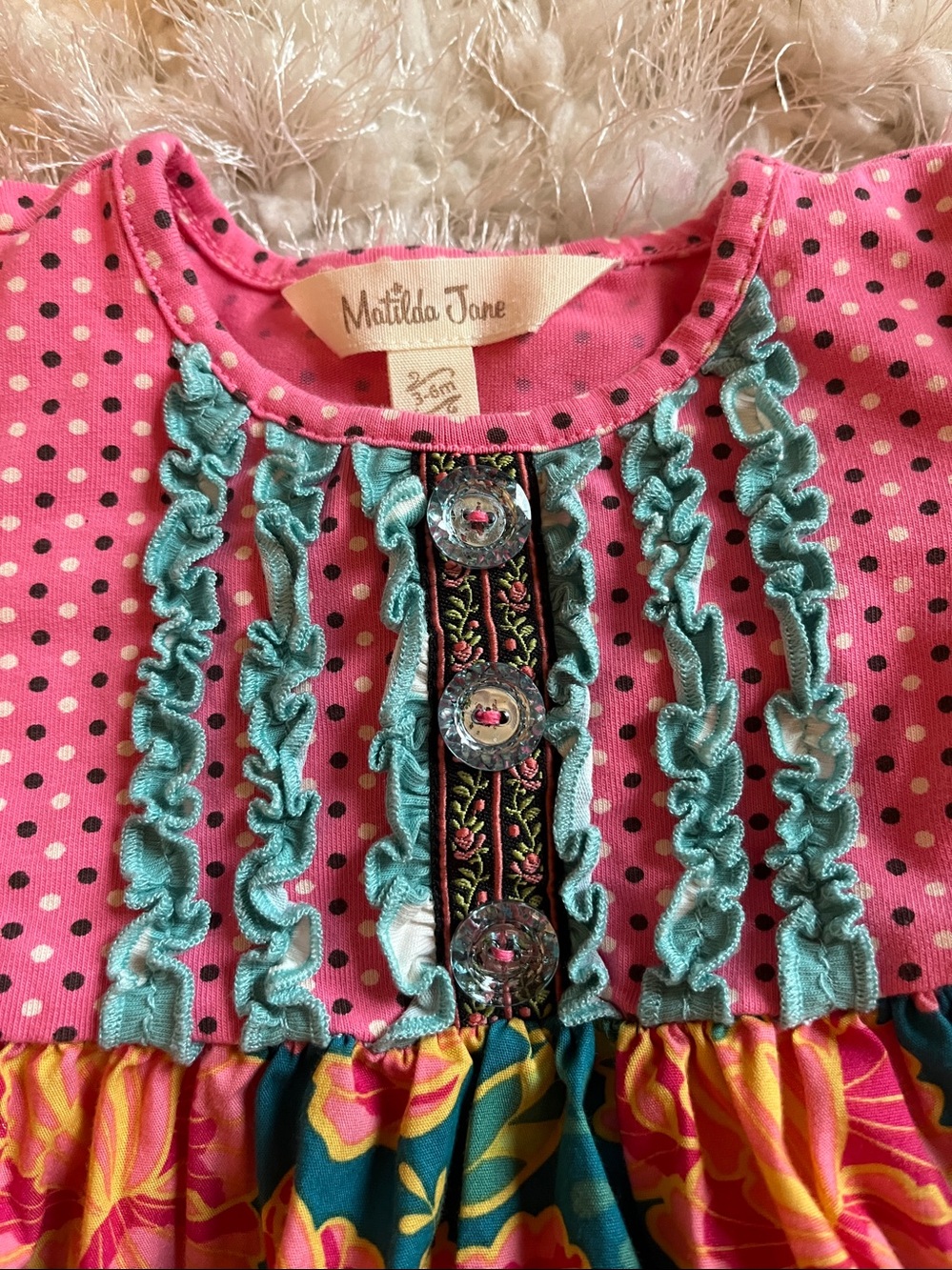 Matilda Jane Little Missy Polka Dot Floral Dress Size 3-6 M Once Upon a Time - Picture 2 of 9